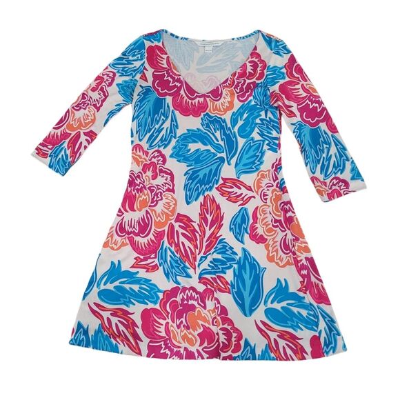 Diane Von Furstenberg DVF "Kaden" Giant Floral Multi Print Silk Jersey Dress - Picture 2 of 5